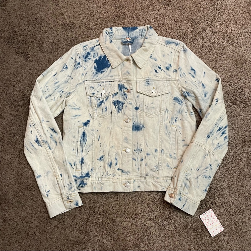 Free People Denim Blue White Bleached Jacket Women’s